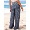 image:imageDokotoo Womens Summer Boho Floral Bagyy Pants Wide Leg High Smocked Waist Casual Loose Palazzo Pants with PocketBlue