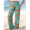 image:imageDokotoo Womens Summer Boho Floral Bagyy Pants Wide Leg High Smocked Waist Casual Loose Palazzo Pants with PocketOrange