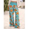 image:imageDokotoo Womens Summer Boho Floral Bagyy Pants Wide Leg High Smocked Waist Casual Loose Palazzo Pants with PocketOrange