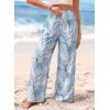 image:imageDokotoo Womens Summer Boho Floral Bagyy Pants Wide Leg High Smocked Waist Casual Loose Palazzo Pants with PocketSky Blue