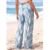 image:imageDokotoo Womens Summer Boho Floral Bagyy Pants Wide Leg High Smocked Waist Casual Loose Palazzo Pants with PocketSky Blue