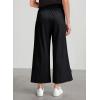 image:imageDokotoo Womens Summer Lightweight High Waist Wide Leg Stretch Baggy Pants Casual Quick Dry Split Cropped Pants with PocketsBlack