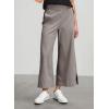 image:imageDokotoo Womens Summer Lightweight High Waist Wide Leg Stretch Baggy Pants Casual Quick Dry Split Cropped Pants with PocketsGray