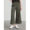 image:imageDokotoo Womens Summer Lightweight High Waist Wide Leg Stretch Baggy Pants Casual Quick Dry Split Cropped Pants with PocketsMoss Green