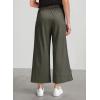 image:imageDokotoo Womens Summer Lightweight High Waist Wide Leg Stretch Baggy Pants Casual Quick Dry Split Cropped Pants with PocketsMoss Green