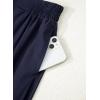 image:imageDokotoo Womens Summer Lightweight High Waist Wide Leg Stretch Baggy Pants Casual Quick Dry Split Cropped Pants with PocketsNavy Blue