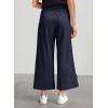 image:imageDokotoo Womens Summer Lightweight High Waist Wide Leg Stretch Baggy Pants Casual Quick Dry Split Cropped Pants with PocketsNavy Blue