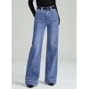 image:imageDokotoo Womens Wide Leg Baggy Flare Jeans High Waisted Stretch Casual Denim Pants with PocketsBeau Blue