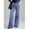 image:imageDokotoo Womens Wide Leg Baggy Flare Jeans High Waisted Stretch Casual Denim Pants with PocketsBeau Blue