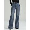 image:imageDokotoo Womens Wide Leg Baggy Flare Jeans High Waisted Stretch Casual Denim Pants with PocketsBlue Sapphire