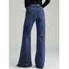 image:imageDokotoo Womens Wide Leg Baggy Flare Jeans High Waisted Stretch Casual Denim Pants with PocketsDark Blue