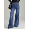 image:imageDokotoo Womens Wide Leg Baggy Flare Jeans High Waisted Stretch Casual Denim Pants with PocketsDusk Blue