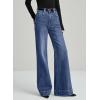 image:imageDokotoo Womens Wide Leg Baggy Flare Jeans High Waisted Stretch Casual Denim Pants with PocketsDusk Blue