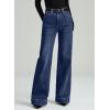 image:imageDokotoo Womens Wide Leg Baggy Flare Jeans High Waisted Stretch Casual Denim Pants with PocketsNavy Blue
