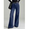 image:imageDokotoo Womens Wide Leg Baggy Flare Jeans High Waisted Stretch Casual Denim Pants with PocketsNavy Blue