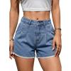 image:imageDokotoo Denim Shorts for Women Scalloped Lace Trim Mid Rise Jean Shorts Pleated Wide Leg Stretchy Summer Hot ShortSky Blue