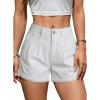 image:imageDokotoo Denim Shorts for Women Scalloped Lace Trim Mid Rise Jean Shorts Pleated Wide Leg Stretchy Summer Hot ShortWhite