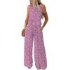image:imageDokotoo Pants Sets Women 2 Piece Outfits Sleeveless Round Neck Tank Tops Matching Sets for Women Elastic Waist Wide LegZ Purple