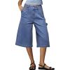 image:imageDokotoo Womens High Waisted Stretch Wide Leg Cargo Denim Shorts Casual Below The Knee Length Jean Shorts with PocketsAshleigh Blue