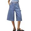 image:imageDokotoo Womens High Waisted Stretch Wide Leg Cargo Denim Shorts Casual Below The Knee Length Jean Shorts with PocketsBeau Blue