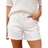 image:imageDokotoo Womens Jean Shorts Floral Embroidered High Waisted Casual Stretchy Raw Edge Hemline Denim ShortsWhite