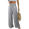 image:imageDokotoo Womens Striped Gingham Pants 2026 Casual Pants Cute Comfy Bottoms with Pockets Plaid OutfitsMedium Grey
