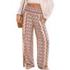 image:imageDokotoo Womens Summer Boho Floral Bagyy Pants Wide Leg High Smocked Waist Casual Loose Palazzo Pants with PocketRed