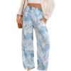 image:imageDokotoo Womens Summer Boho Floral Bagyy Pants Wide Leg High Smocked Waist Casual Loose Palazzo Pants with PocketSky Blue