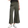 image:imageDokotoo Womens Summer Lightweight High Waist Wide Leg Stretch Baggy Pants Casual Quick Dry Split Cropped Pants with PocketsMoss Green