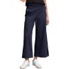 image:imageDokotoo Womens Summer Lightweight High Waist Wide Leg Stretch Baggy Pants Casual Quick Dry Split Cropped Pants with PocketsNavy Blue
