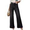 image:imageDokotoo Womens Wide Leg Baggy Flare Jeans High Waisted Stretch Casual Denim Pants with PocketsBlack