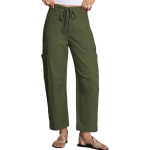 image:imageDokotoo Jeans for Women Casual High Waisted Straight Wide Leg Pants Loose Cargo Denim Pants with PocketsGreen