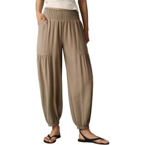 image:imageDokotoo Womens Pants Casual Smocked High Waisted Elastic Wide Leg Pants Loose Cotton Trousers with PocketsKhaki