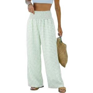 image:imageDokotoo Womens Striped Gingham Pants 2026 Casual Pants Cute Comfy Bottoms with Pockets Plaid OutfitsCanton