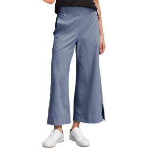 image:imageDokotoo Womens Summer Lightweight High Waist Wide Leg Stretch Baggy Pants Casual Quick Dry Split Cropped Pants with PocketsBeau Blue