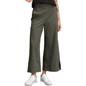 image:imageDokotoo Womens Summer Lightweight High Waist Wide Leg Stretch Baggy Pants Casual Quick Dry Split Cropped Pants with PocketsMoss Green