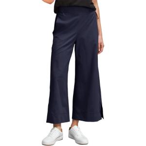 image:imageDokotoo Womens Summer Lightweight High Waist Wide Leg Stretch Baggy Pants Casual Quick Dry Split Cropped Pants with PocketsNavy Blue