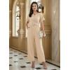 image:imageDokotoo Jumpsuits for Women Dressy Casual Overalls One Piece Short Sleeve Wide Leg Elegant Rompers Jumpers With PocketsApricot