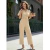 image:imageDokotoo Jumpsuits for Women Dressy Casual Overalls One Piece Short Sleeve Wide Leg Elegant Rompers Jumpers With PocketsApricot