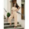 image:imageDokotoo Jumpsuits for Women Dressy Casual Overalls One Piece Short Sleeve Wide Leg Elegant Rompers Jumpers With PocketsApricot