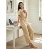 image:imageDokotoo Jumpsuits for Women Dressy Casual Overalls One Piece Short Sleeve Wide Leg Elegant Rompers Jumpers With PocketsApricot