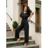 image:imageDokotoo Jumpsuits for Women Dressy Casual Overalls One Piece Short Sleeve Wide Leg Elegant Rompers Jumpers With PocketsBlack