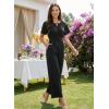 image:imageDokotoo Jumpsuits for Women Dressy Casual Overalls One Piece Short Sleeve Wide Leg Elegant Rompers Jumpers With PocketsBlack
