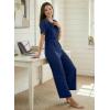image:imageDokotoo Jumpsuits for Women Dressy Casual Overalls One Piece Short Sleeve Wide Leg Elegant Rompers Jumpers With PocketsBlue