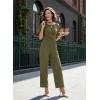 image:imageDokotoo Jumpsuits for Women Dressy Casual Overalls One Piece Short Sleeve Wide Leg Elegant Rompers Jumpers With PocketsGreen
