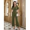 image:imageDokotoo Jumpsuits for Women Dressy Casual Overalls One Piece Short Sleeve Wide Leg Elegant Rompers Jumpers With PocketsGreen