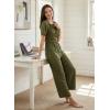 image:imageDokotoo Jumpsuits for Women Dressy Casual Overalls One Piece Short Sleeve Wide Leg Elegant Rompers Jumpers With PocketsGreen