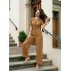image:imageDokotoo Jumpsuits for Women Dressy Casual Overalls One Piece Short Sleeve Wide Leg Elegant Rompers Jumpers With PocketsKhaki