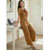 image:imageDokotoo Jumpsuits for Women Dressy Casual Overalls One Piece Short Sleeve Wide Leg Elegant Rompers Jumpers With PocketsKhaki