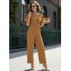image:imageDokotoo Jumpsuits for Women Dressy Casual Overalls One Piece Short Sleeve Wide Leg Elegant Rompers Jumpers With PocketsKhaki
